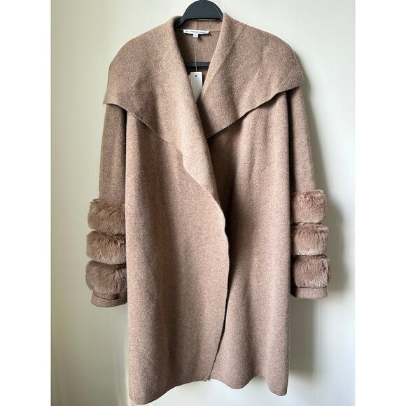 $796 The Cashmere Project Cashmere Cardigan Jacket Faux Fur Coat Sz M sweater - Picture 2 of 12